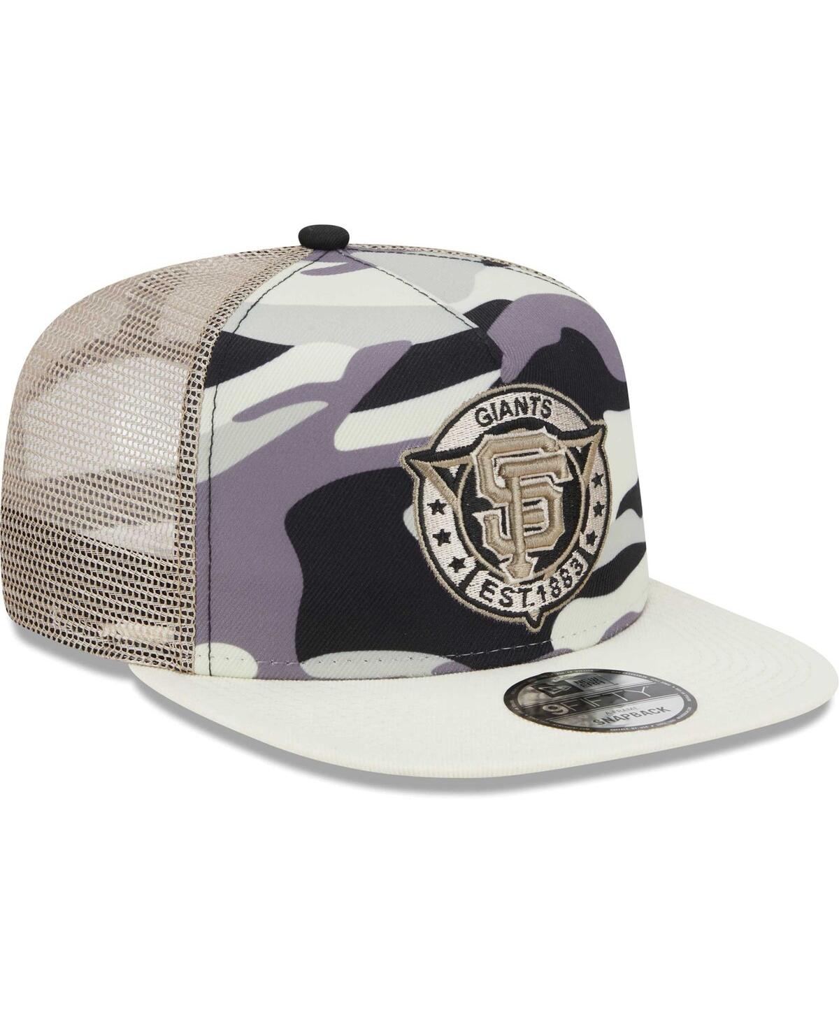 Shop New Era Men's  White San Francisco Giants Chrome Camo A-frame 9fifty Trucker Snapback Hat