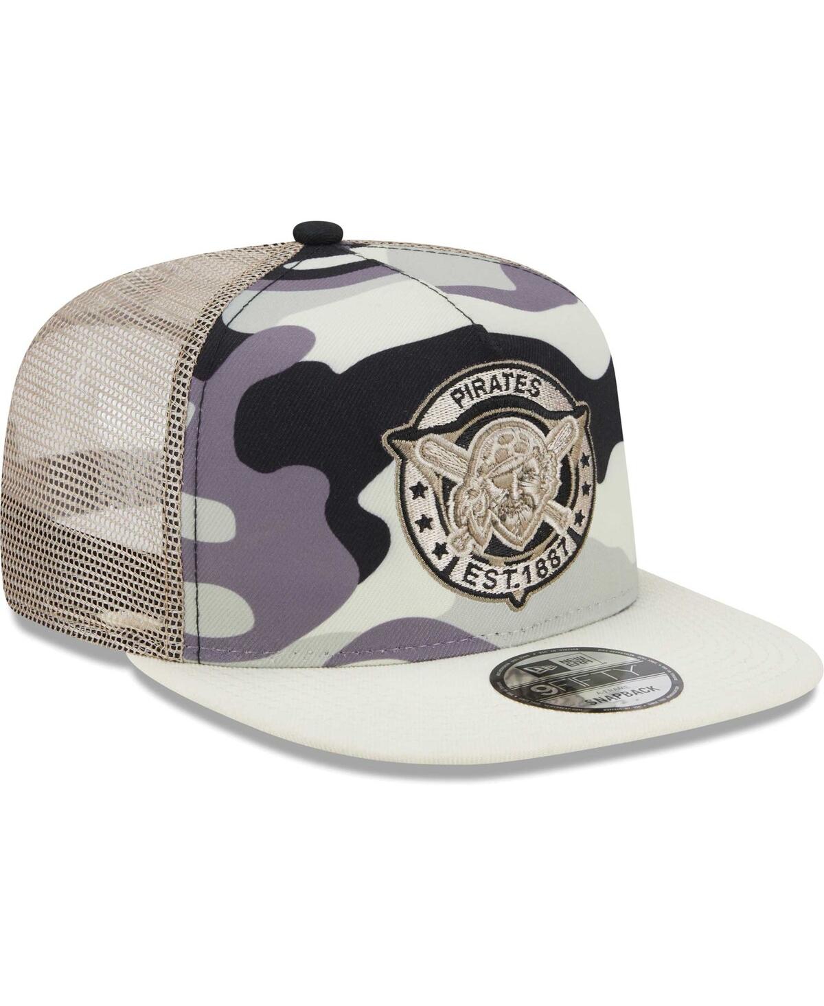 New Era Men's  White Pittsburgh Pirates Chrome Camo A-frame 9fifty Trucker Snapback Hat In White