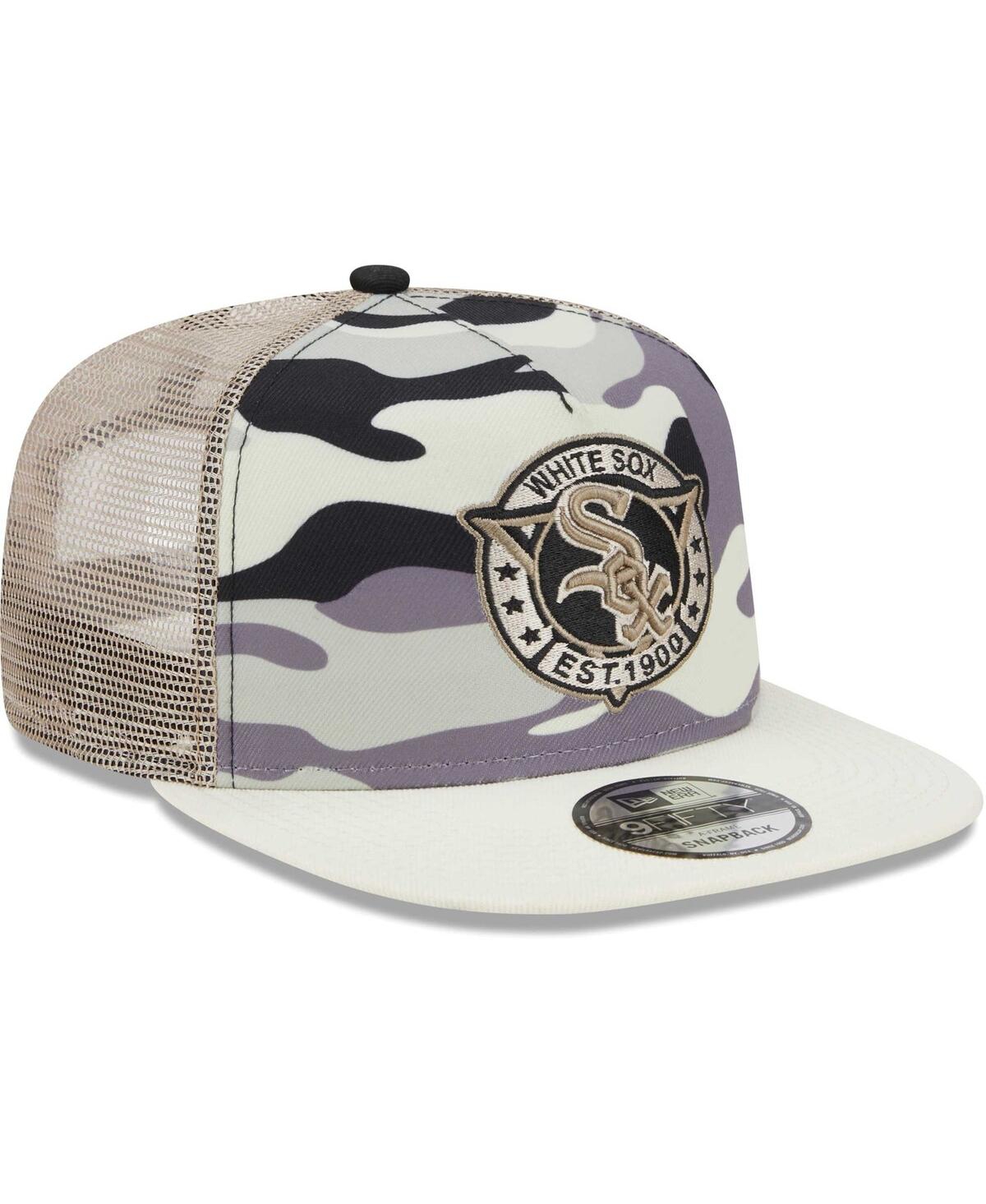 New Era Men's  White Chicago White Sox Chrome Camo A-frame 9fifty Trucker Snapback Hat In White