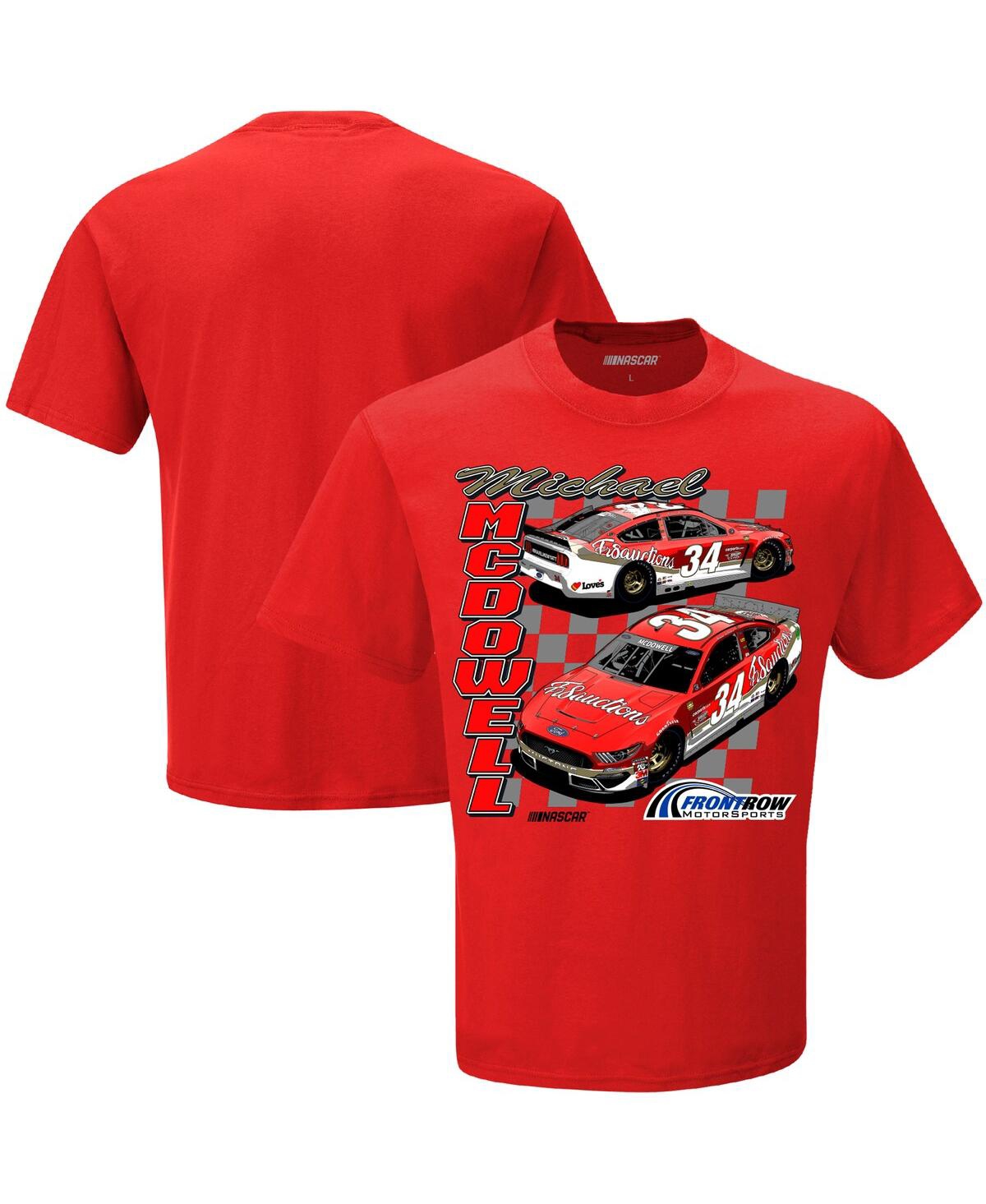 CHECKERED FLAG SPORTS MEN'S CHECKERED FLAG SPORTS RED MICHAEL MCDOWELL FR8 THROWBACK 1-SPOT GRAPHIC T-SHIRT