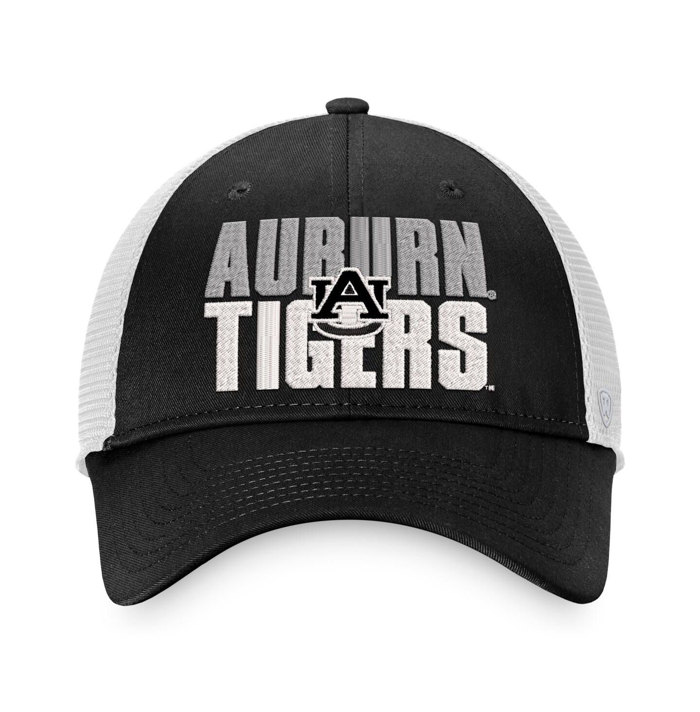 Мужская кепка Top of the World Black, White Auburn Tigers Stockpile Trucker Snapback Hat — фото 3