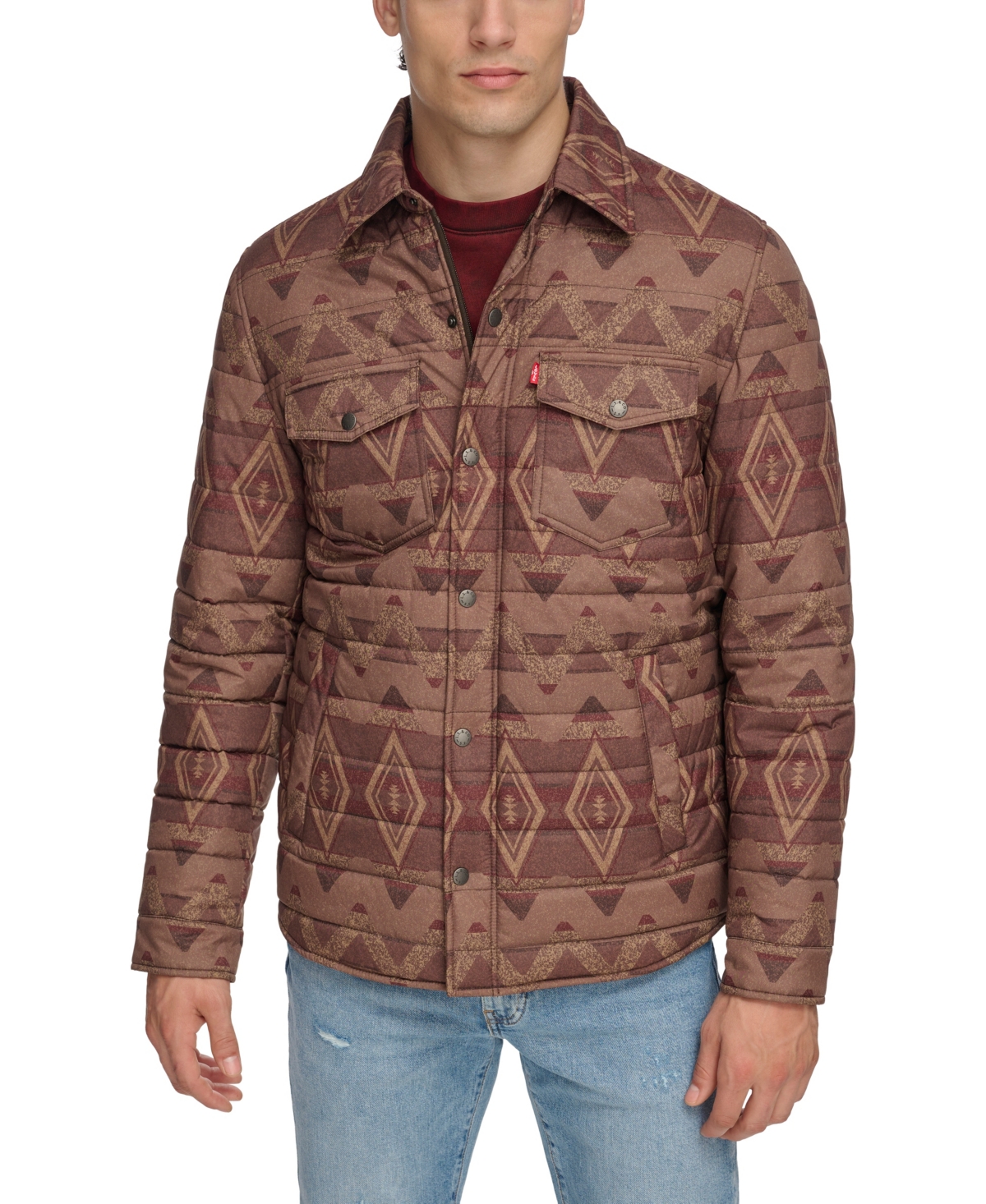Levi's Men's Quilted Shirt Jacket In Geo Print