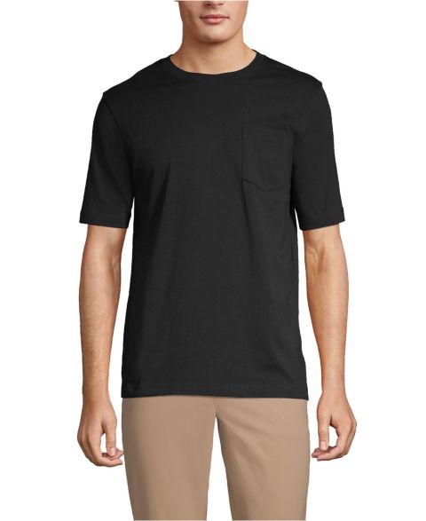 Мужская футболка Lands' End Tall Super-T Short Sleeve T-Shirt with Pocket, цвет: Чёрный