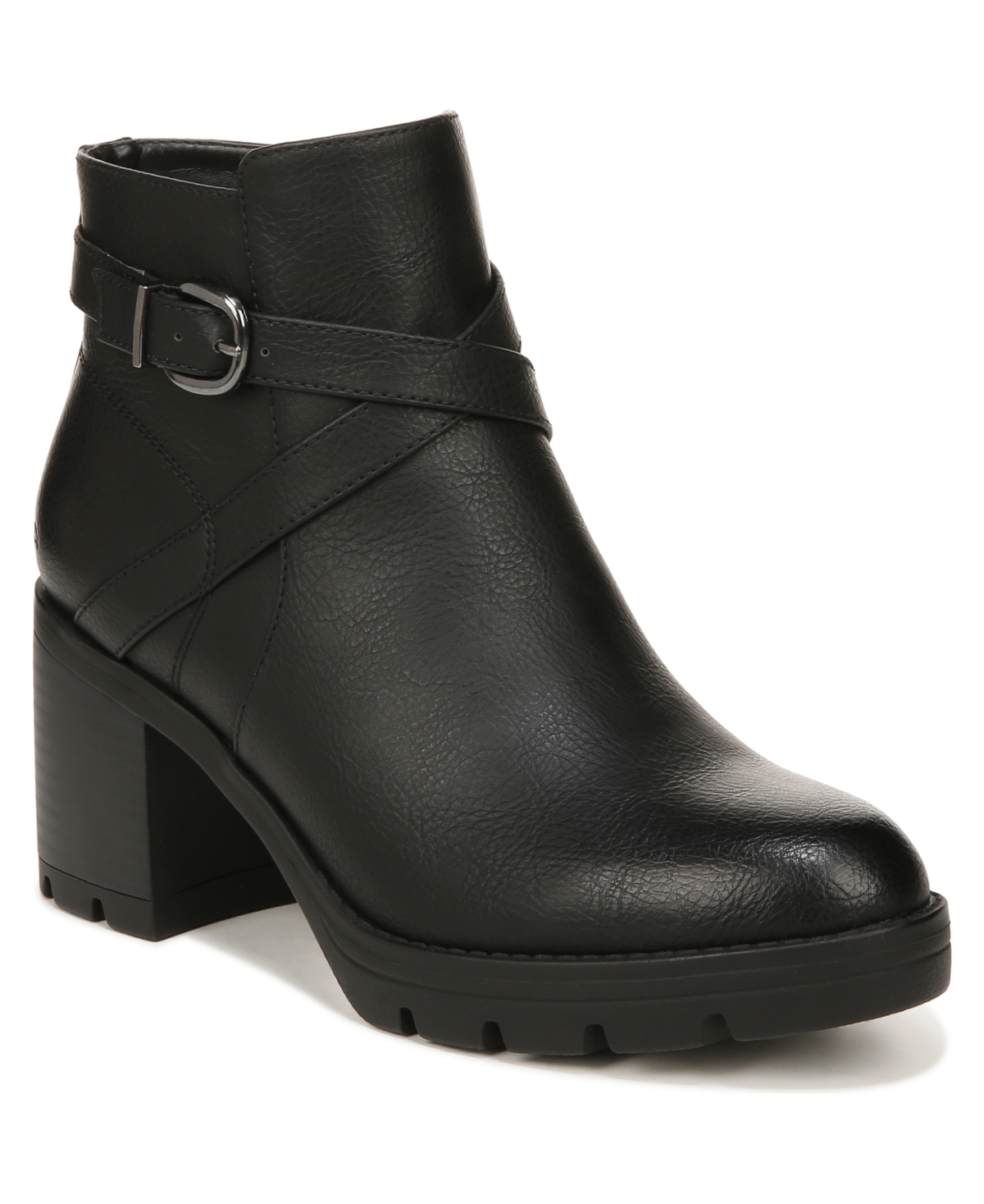Naturalizer Madalynn-buckle Booties In Jet Black Faux Leather