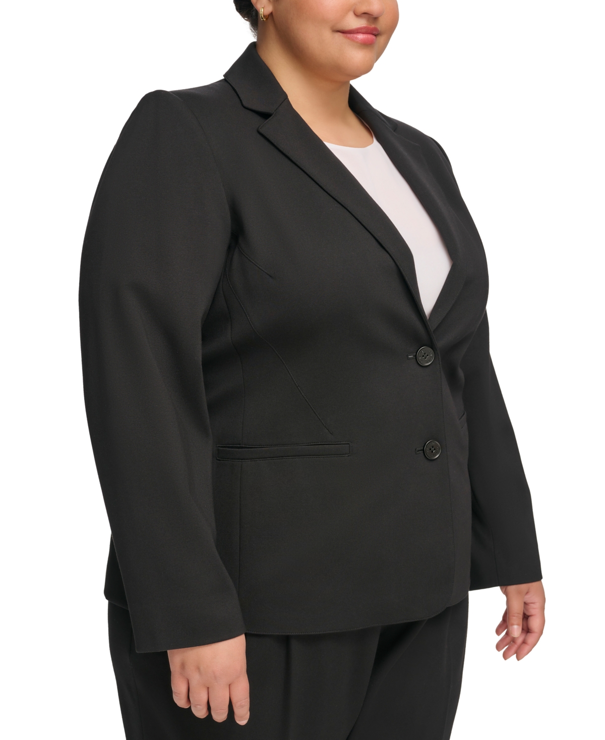 Calvin Klein Plus Size Notched-Collar Two-Button Jacket