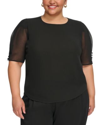 Calvin Klein - Plus Size Elbow-Sleeve Crewneck Top