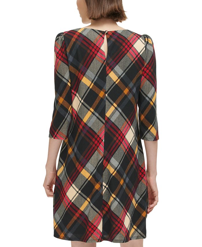 Jessica Howard Petite Plaid Puff-Sleeve A-Line Dress - Macy's