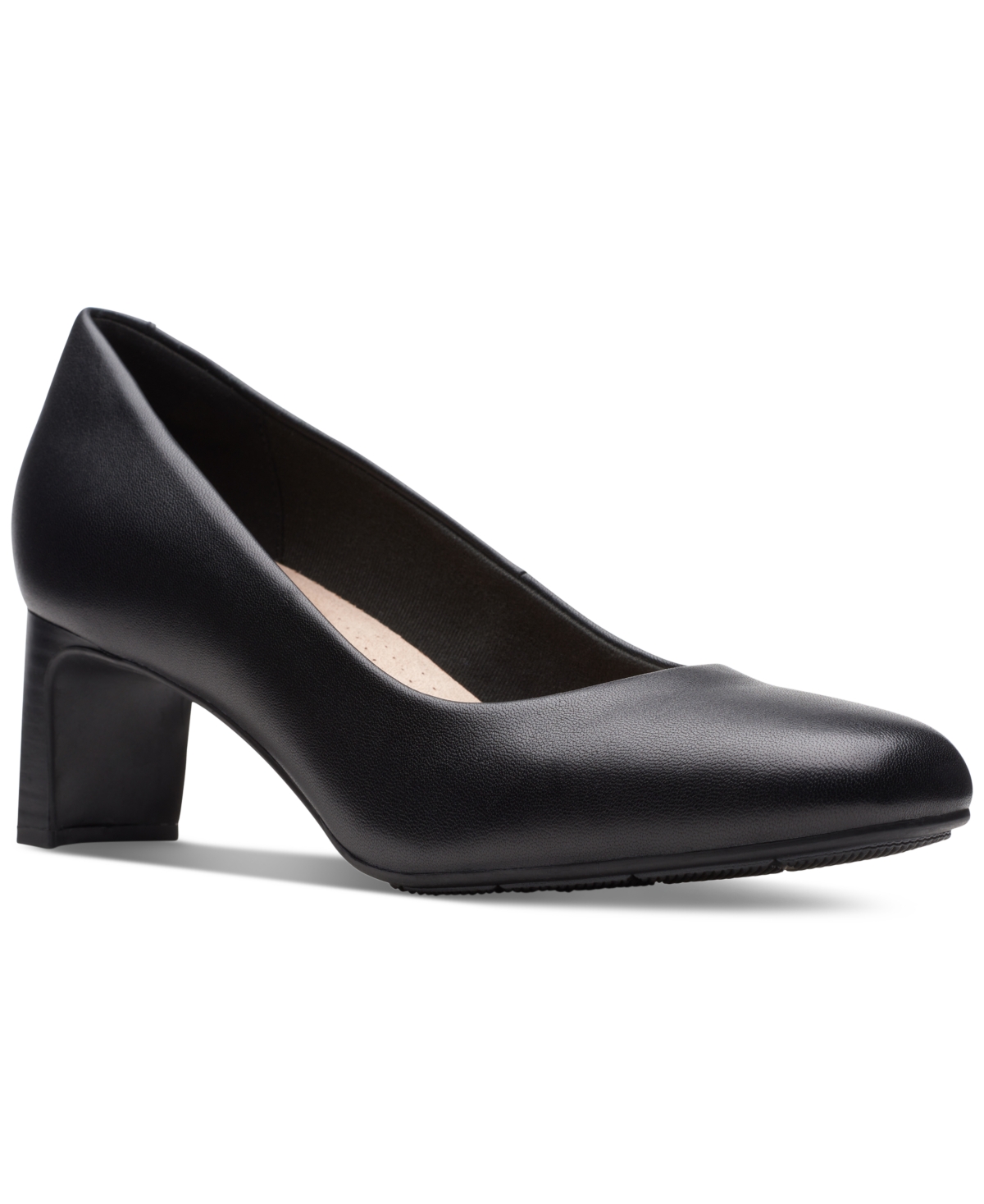 Clarks Women's Kyndall Iris Mid-heeled Comfort Pumps In Black Leather