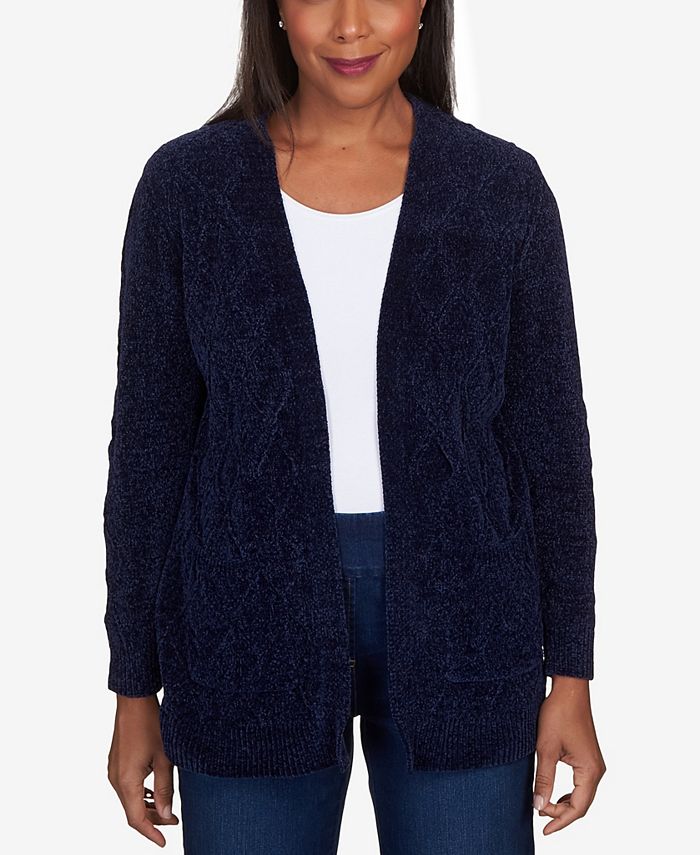 Alfred Dunner Women s Classics Chenille Long Open Cardigan Macy s