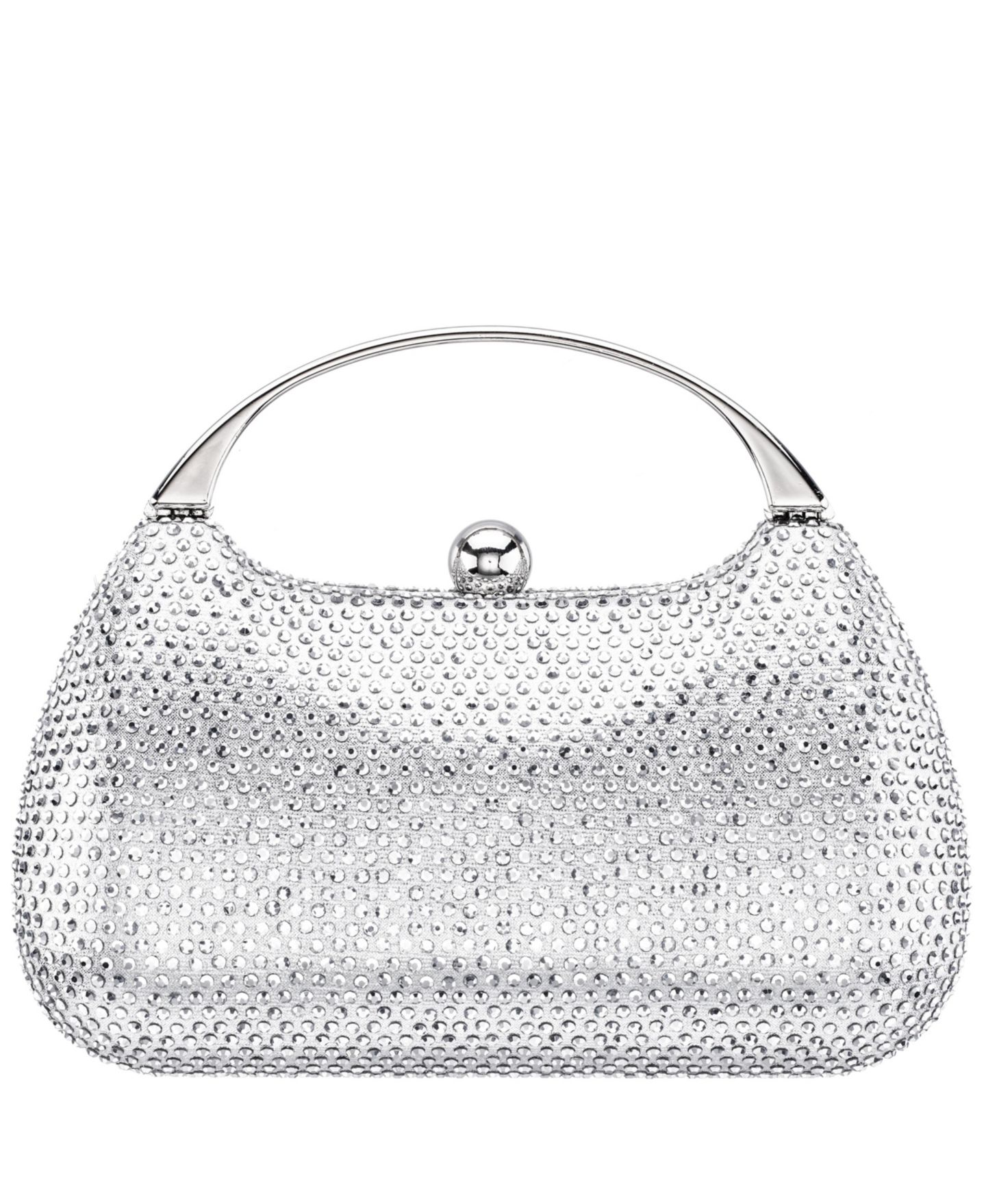 Женские клатчи Nina Crystal Minaudiere with Metal Handle, цвет: Чёрный — фото 9