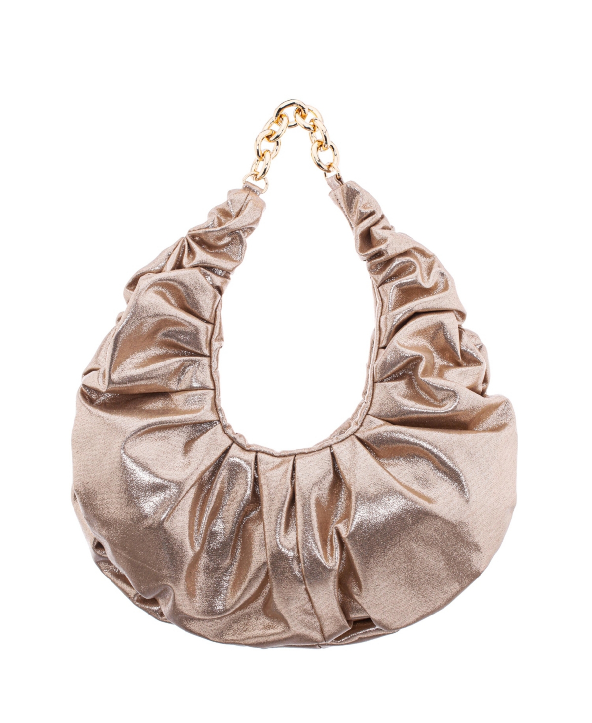 Ruched Metallic Hobo - Taupe
