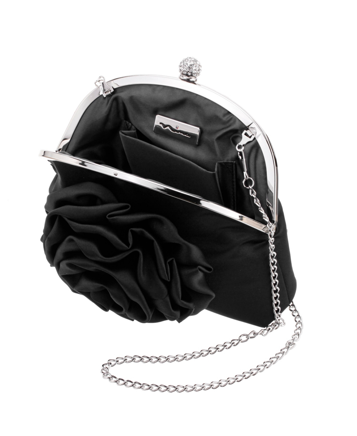 Nina Flower Embellished Frame Crossbody Clutch
