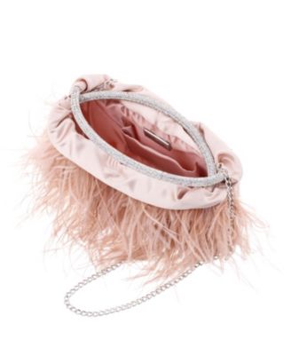 Crystal Handle Feather Pouch