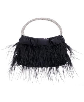 Crystal Handle Feather Pouch