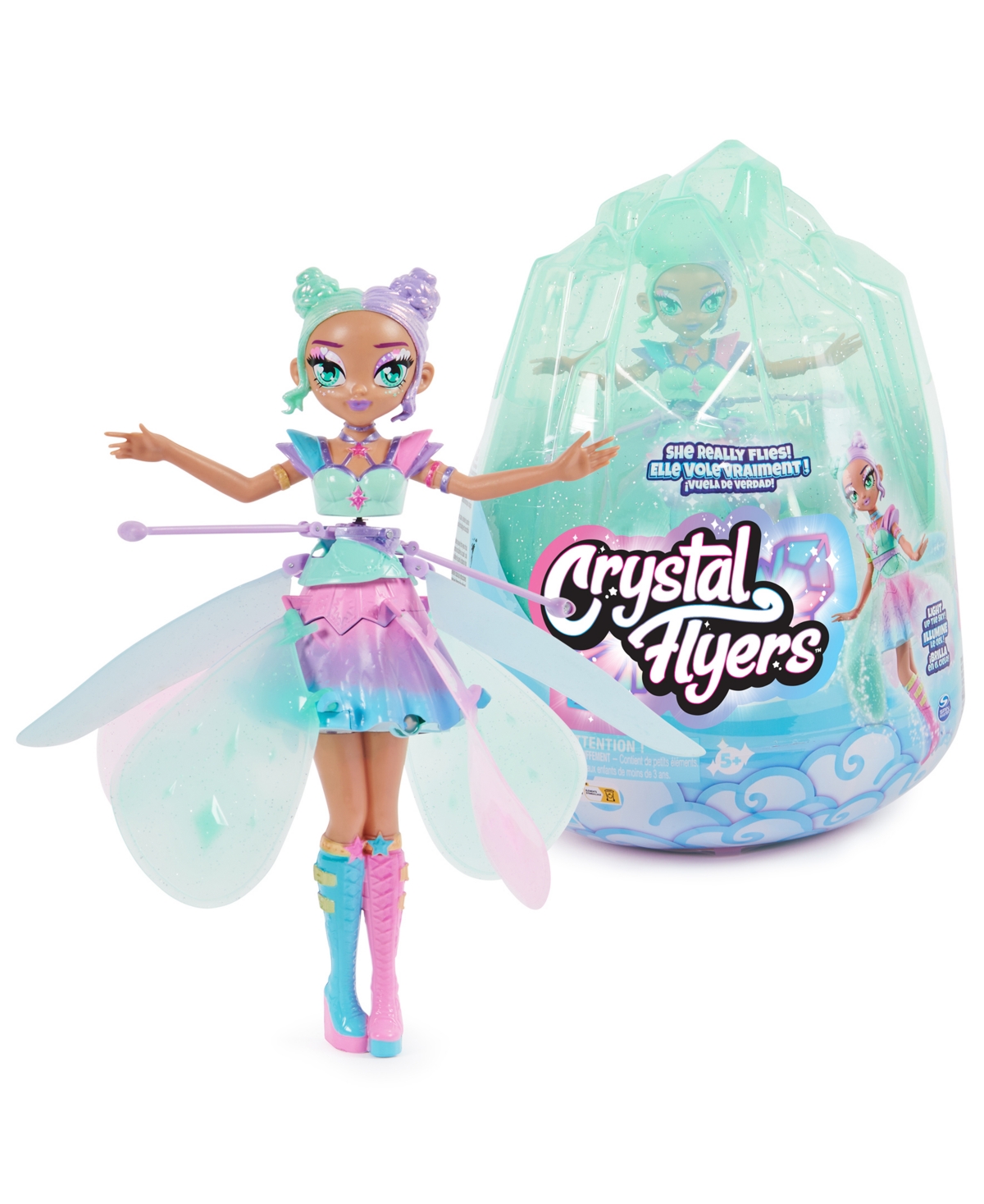 Hatchimals Kids' Crystal Flyers, Pastel Kawaii Doll Magical Flying Toy With Lights In Multi-color