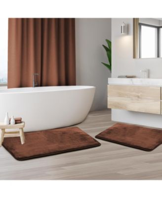 2 Piece Ultra Soft Non-Slip Plush Memory Foam Bath Rug Set - Small & Large