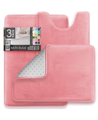 3 Piece Ultra Soft Non-Slip Plush Memory Foam Bath Rug Set - Small, Large & Contour