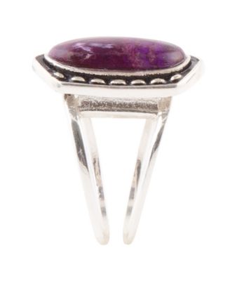 Shield Genuine Turquoise Oval Band Ring