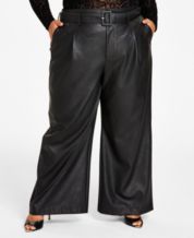Miluxas Plus Size Leather Pants for Women,Women Solid Pockets