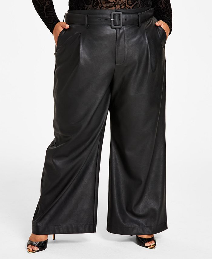 Alfani Plus Size High-Waisted Wide-Leg Pants Black Size 14W