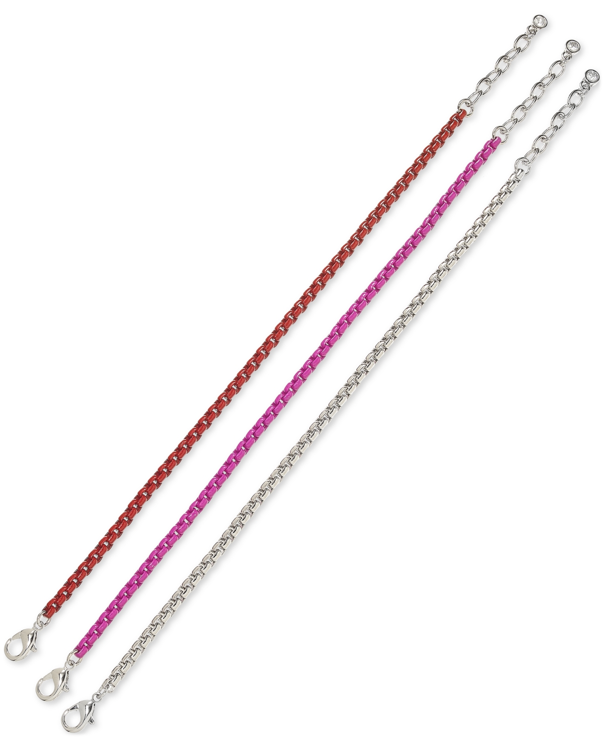 On 34th 3-pc. Set Color-coated Link Bracelets, Created For Macy's In Pink