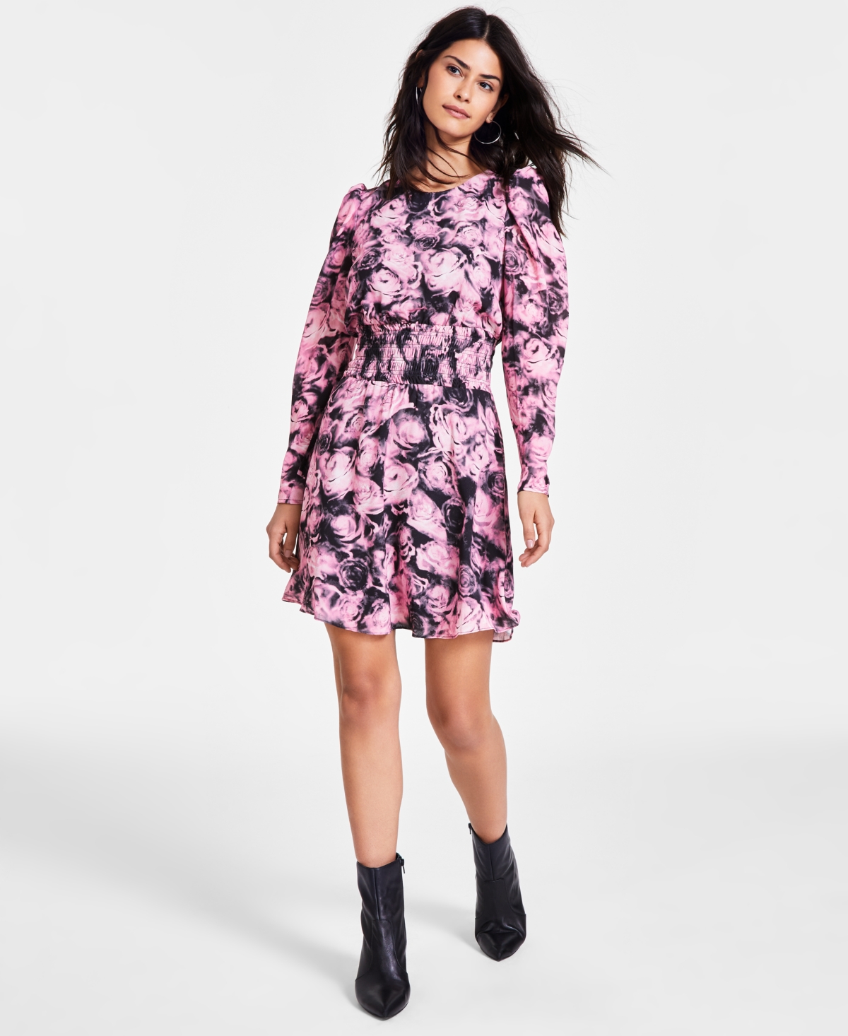 Bar Iii Women's Floral-print Mini Dress, Created For Macy's In Riley Rose A
