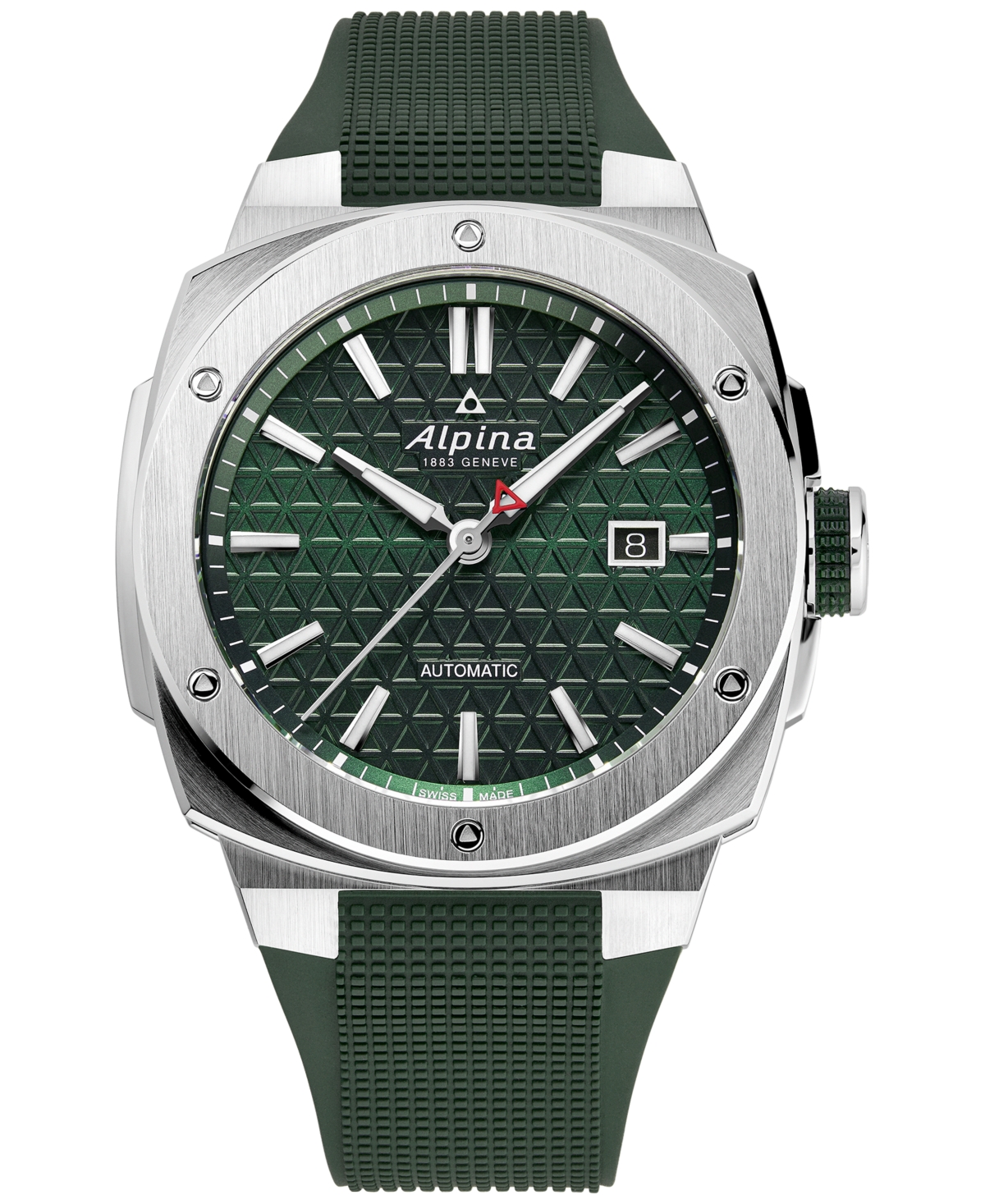 Alpina Men's Swiss Automatic Alpiner Green Rubber Strap Watch 41mm