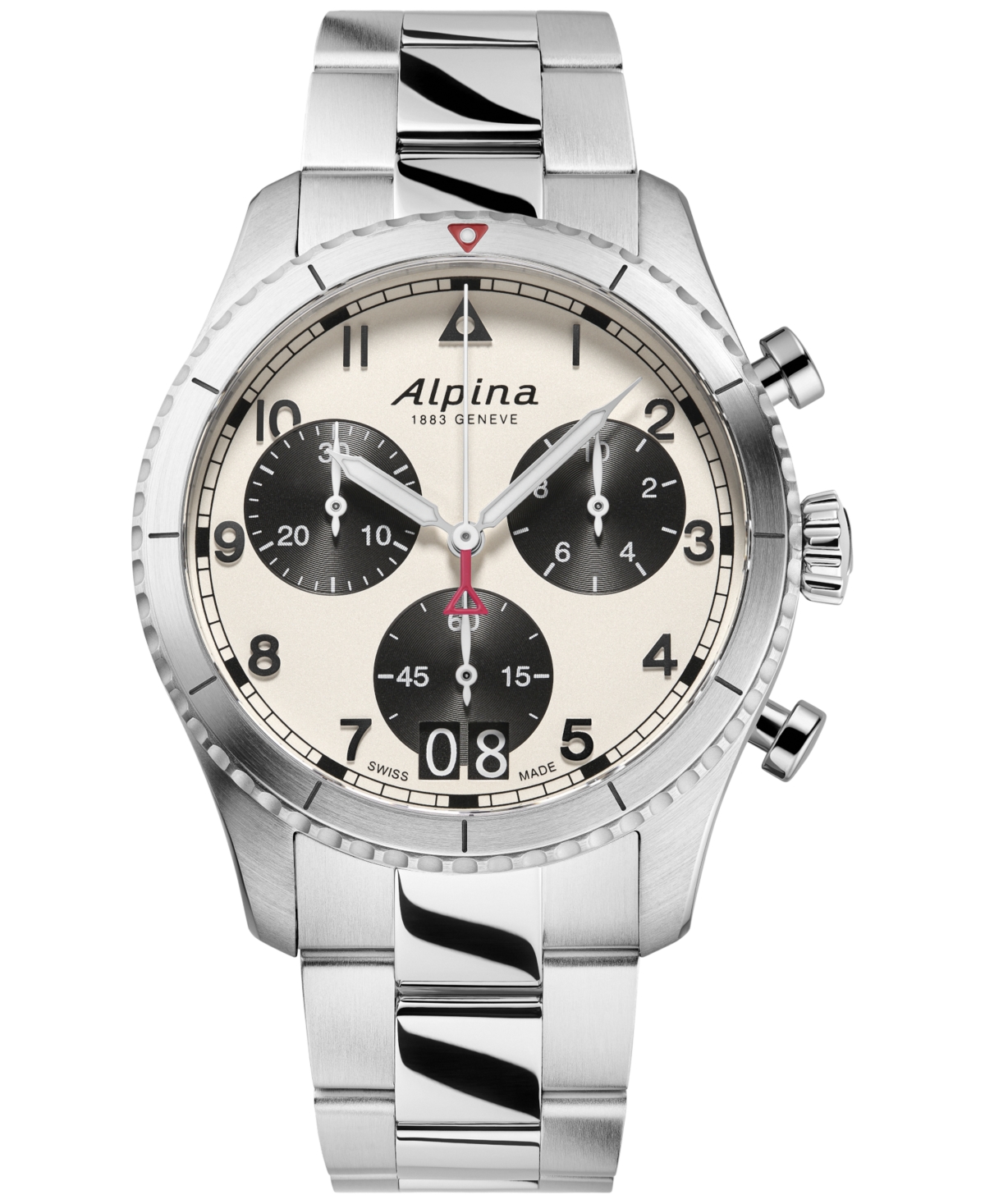 Alpina Men's Swiss Chronograph Startimer Stainless Steel Strap Bracelet Watch 41mm In White/silver