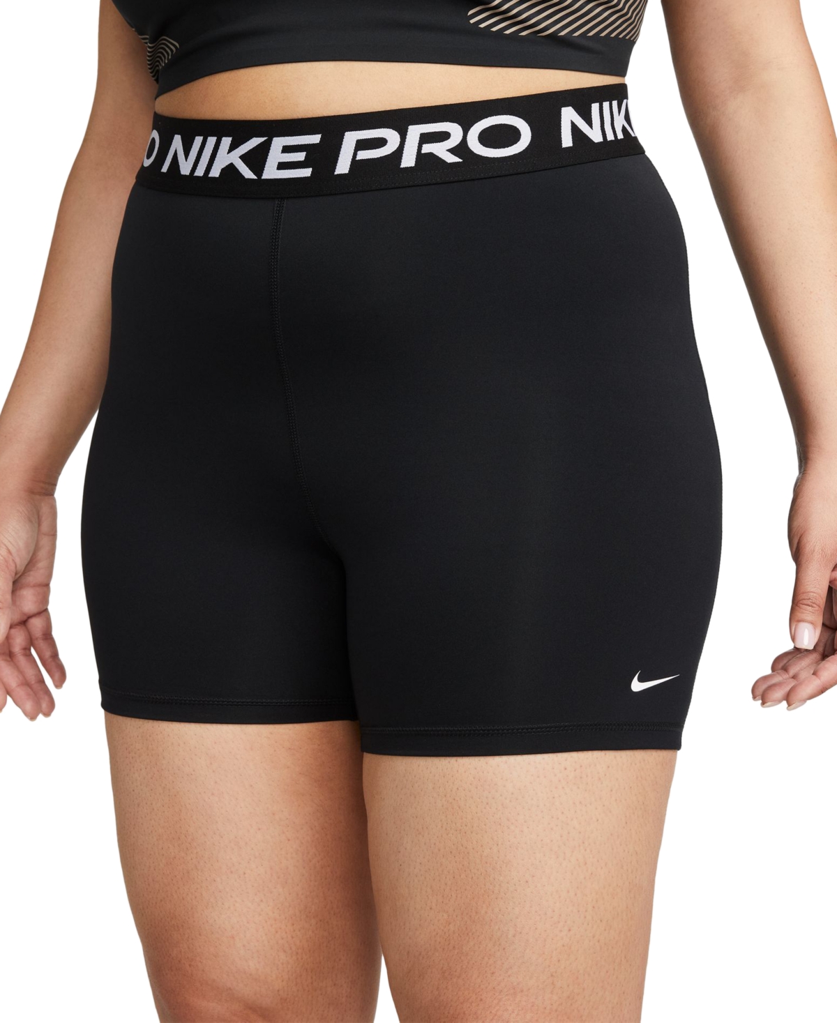 Nike Plus Size Active Pro-365 Dri-fit Elastic Logo Shorts In Black