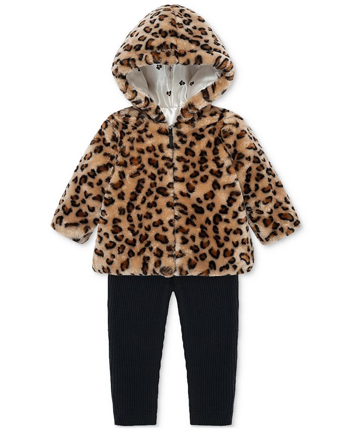 Little Me Baby 3 Pc. Leopard Print Faux Fur Jacket Printed Top