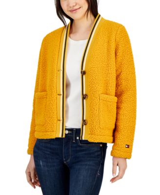 Women's Fuzzy V-Neck Cardigan Sweater