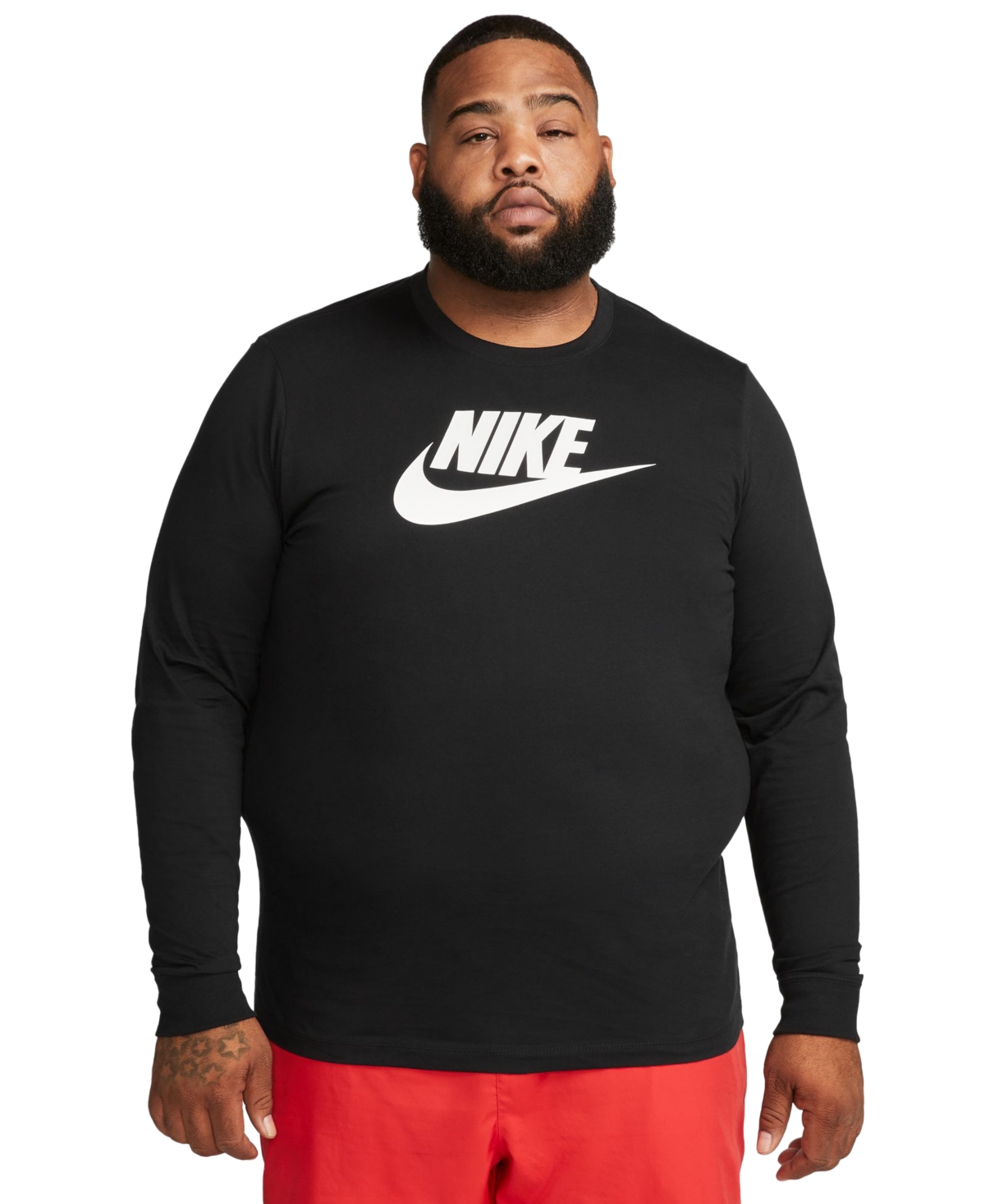 Nike Men's Sportswear Long-sleeve Logo T-shirt In Black