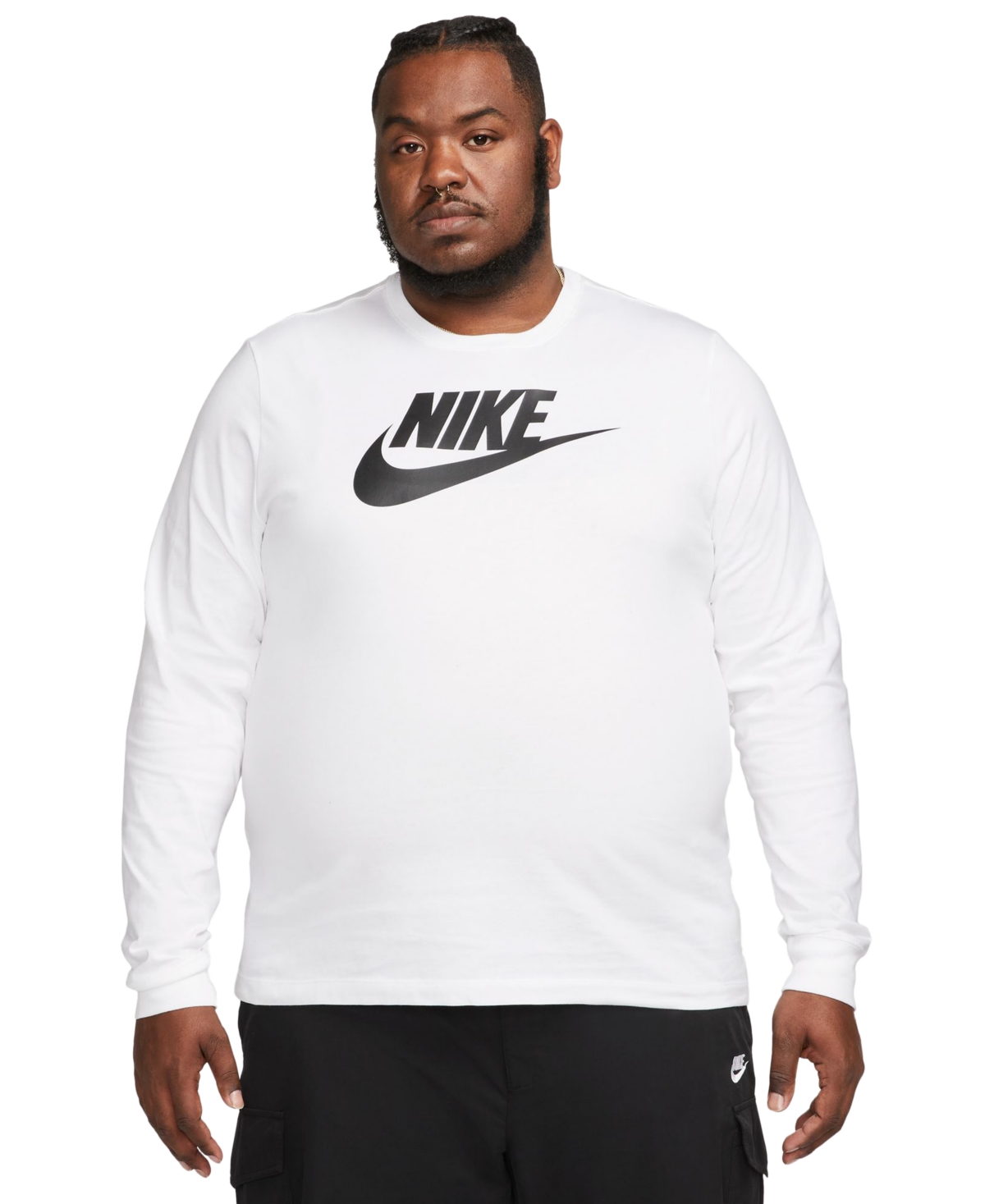 Nike Men's Sportswear Long-sleeve Logo T-shirt In White