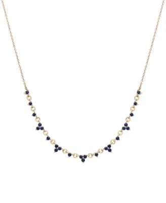 Macy's - Black Sapphire Mini Cluster 17" Collar Necklace (7/8 ct. t.w.) in 14k Gold-Plated Sterling Silver