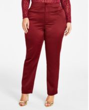 Red Stretch Cotton Plus Size Women Pants PSW-5894
