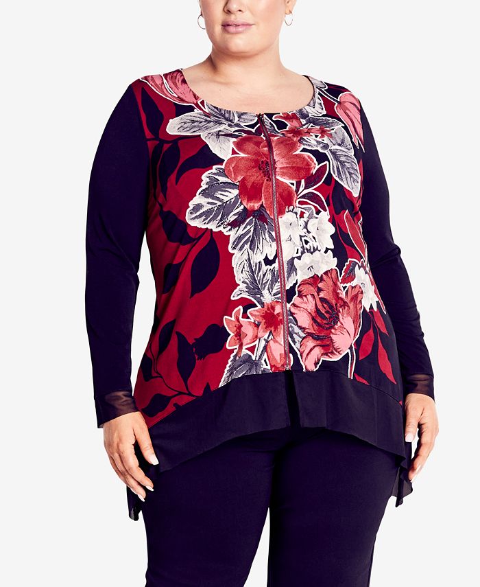 AVENUE Plus Size Chelsea Zip Front Top Macy's