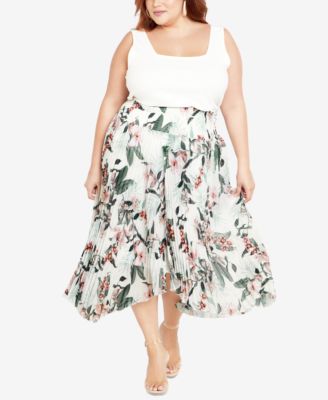 Plus Size Natalie Print Midi Skirt