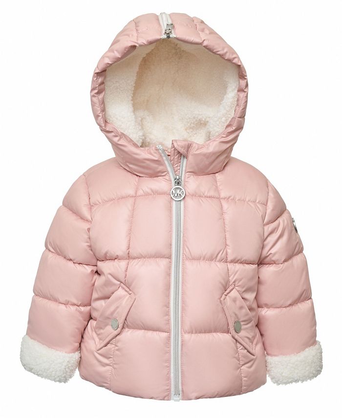 Baby Girls Berber Cuff Split Zip Hood Puffer Jacket