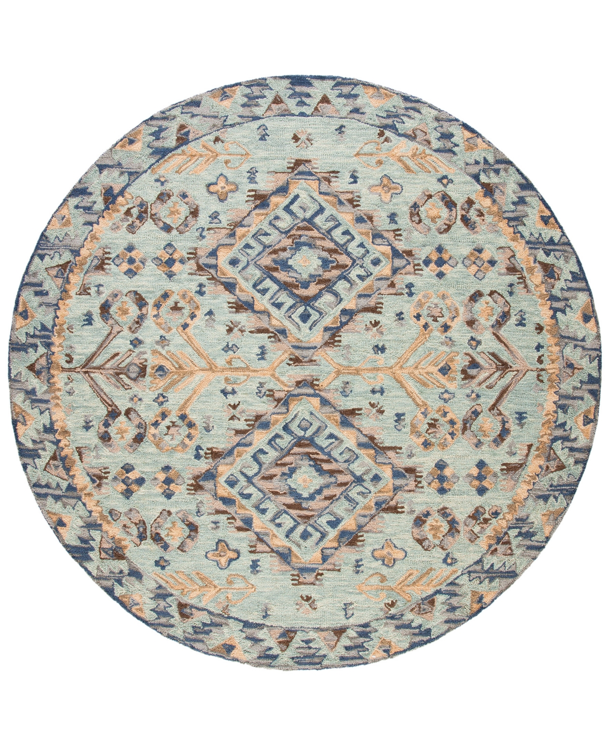 Safavieh Aurora APN504 9' x 9' Round Area Rug - Blue, Beige