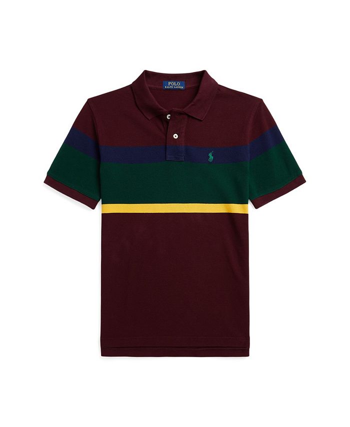 Striped cotton mesh polo shirt online
