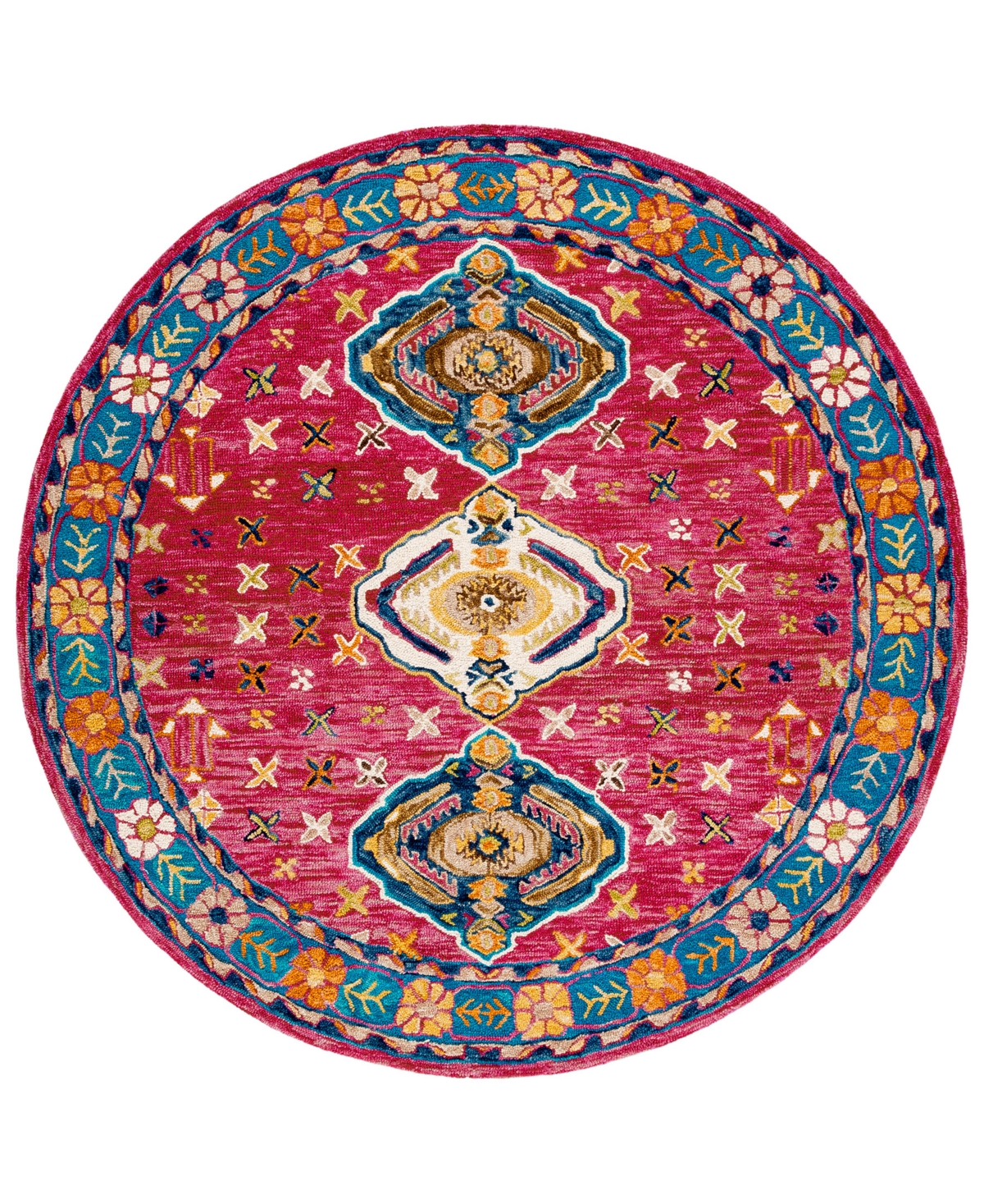 Safavieh Aurora APN527 7' x 7' Round Area Rug - Red, Blue