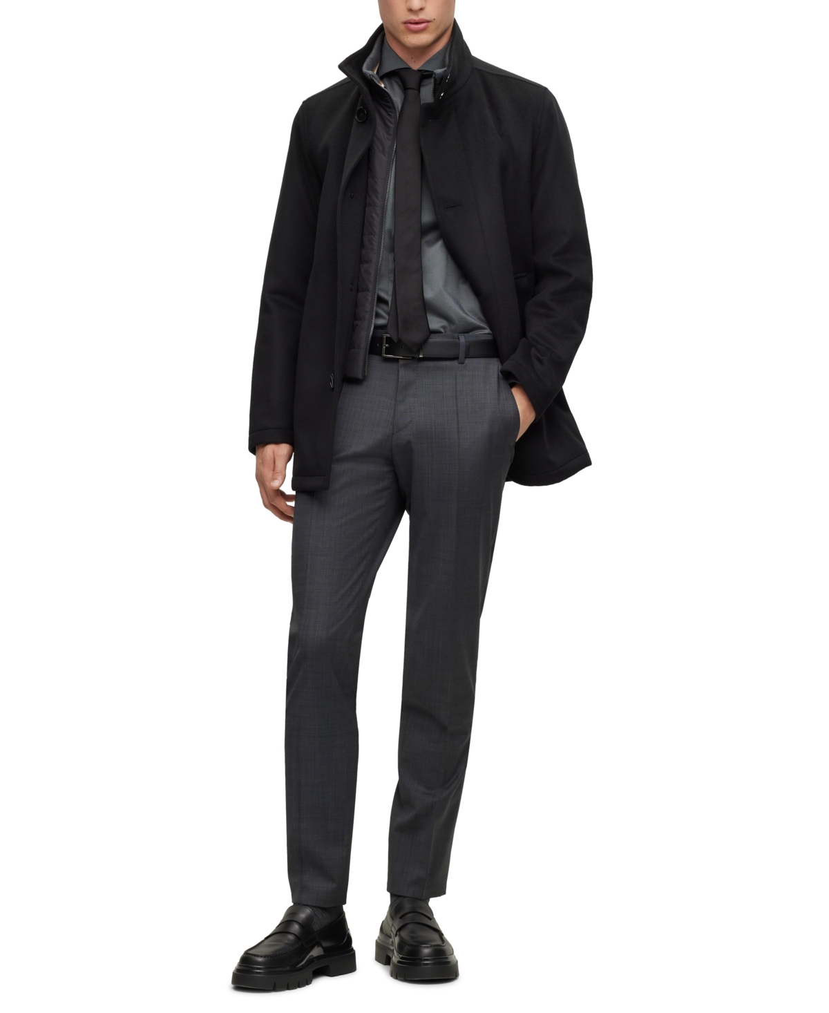 Shop Hugo Boss Boss By  Men's Relaxed-fit Coat In Black