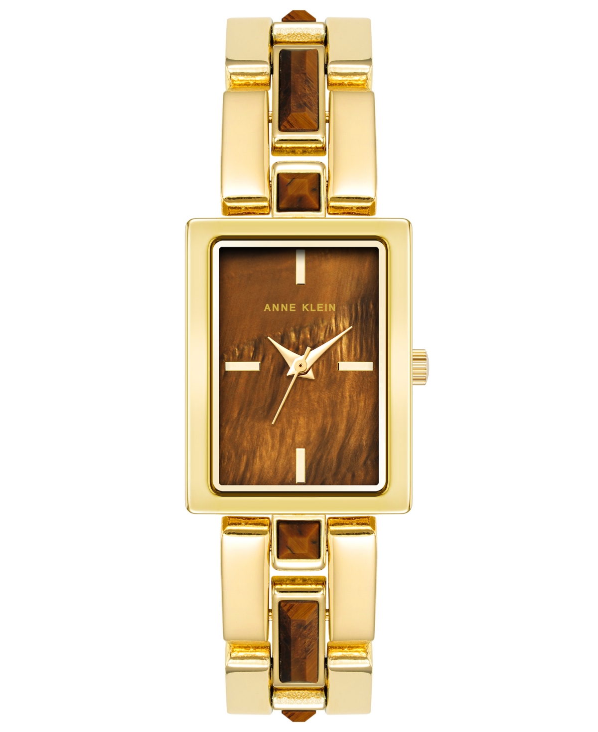 Anne Klein Women's Quartz Gold-tone Alloy Watch, 28mm X 21mm In Brown,gold-tone