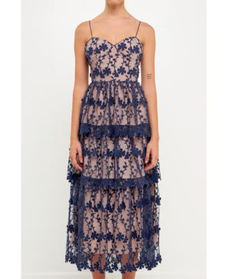 Women's Crochet Layered Midi Dress