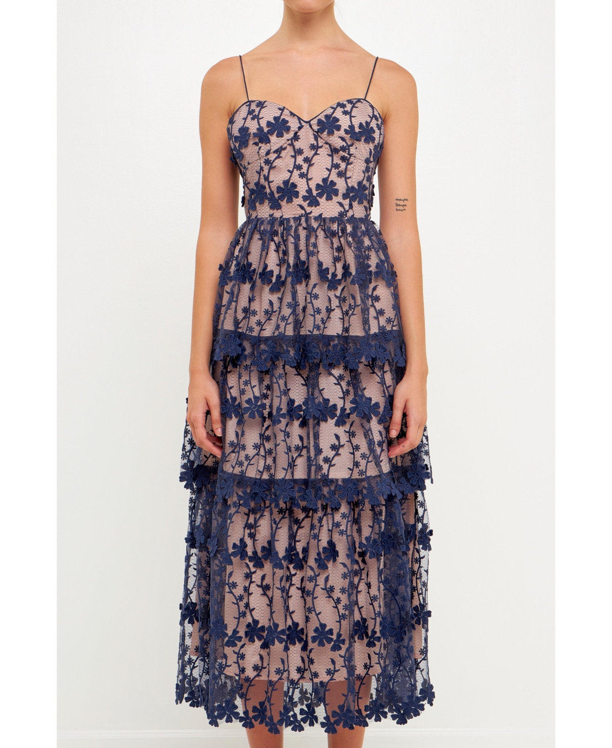 endless rose Women's Crochet Layered Midi Dress