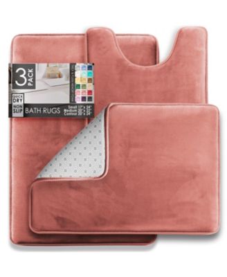 3 Piece Ultra Soft Non-Slip Plush Memory Foam Bath Rug Set - Small, Large & Contour