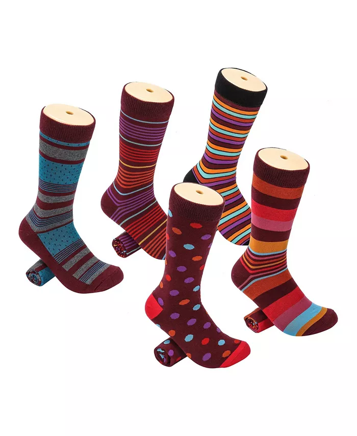 Men's Morning Maroon Crew Socks 5 Pack - thumbnail 3
