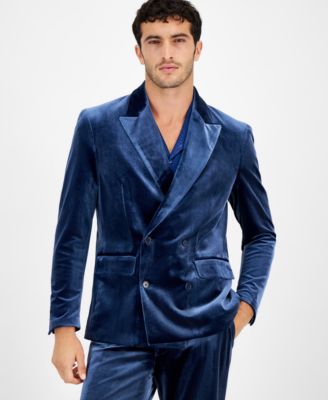 I.N.C. International Concepts - Men's Alec Slim-Fit Double-Breasted Velvet Blazer