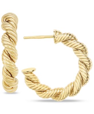 Macy's - Textured Braided Small Hoop Earrings in 10k Gold, 0.75"