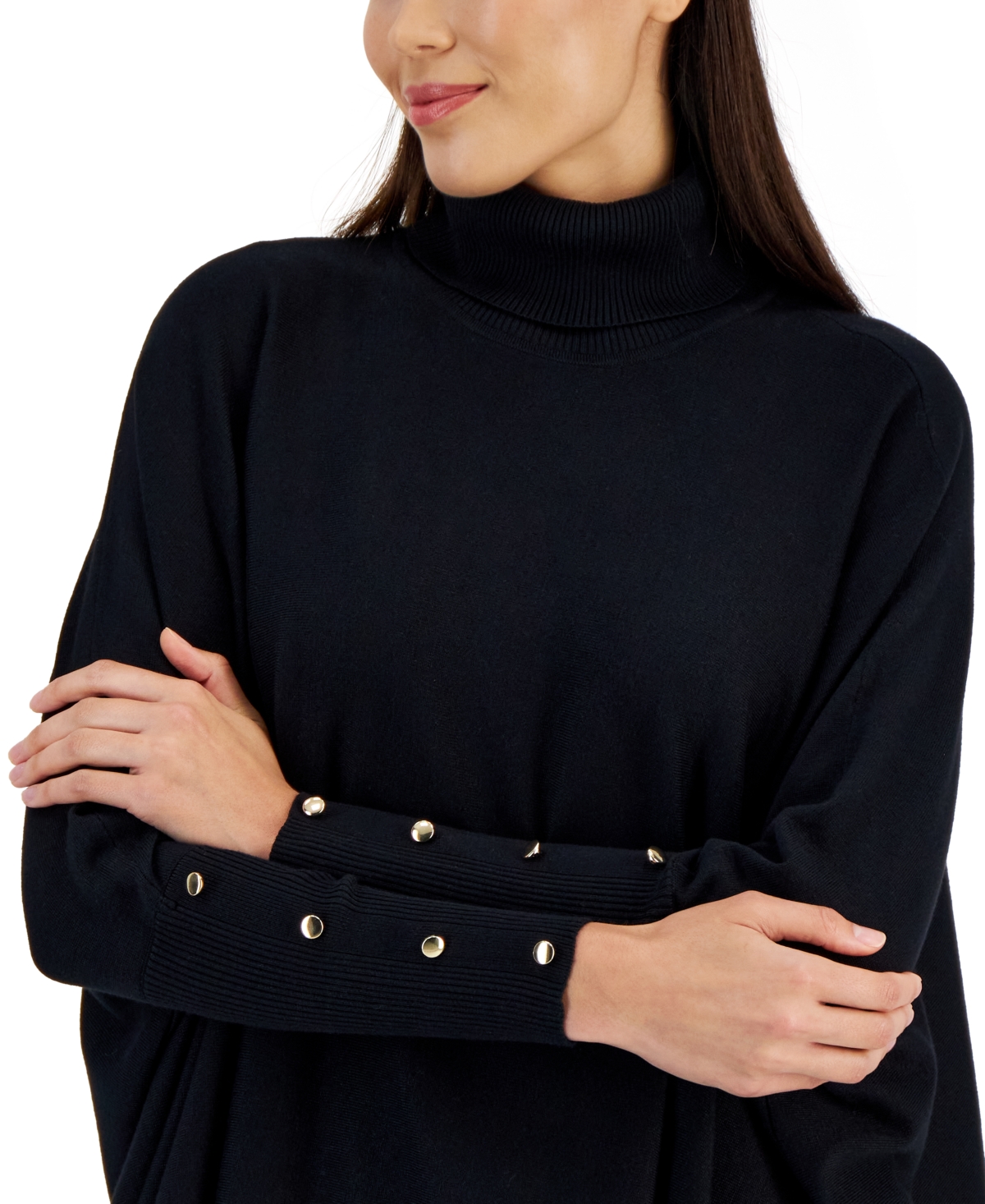 Jm Collection Women's Poncho Turtleneck Sweater, Regular & Petite, Created for Macy's